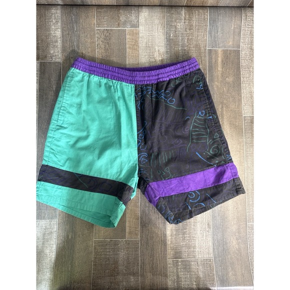 VTG Panic Swim Trunks Shorts M 32-34 Abstract Colorblock 90s Style - Picture 1 of 8